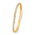 14K Yellow White Rose Gold 3.7 mm Conc Half Dome Solid Bangle