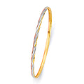 14K Yellow White Rose Gold 3.0 mm Conc Half Dome Solid Bangle