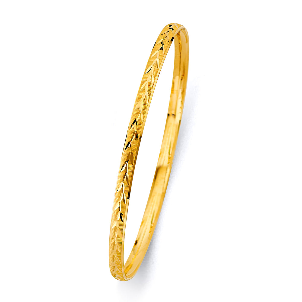 14K Yellow Gold 3.7 mm Conc Half Dome Solid Bangle