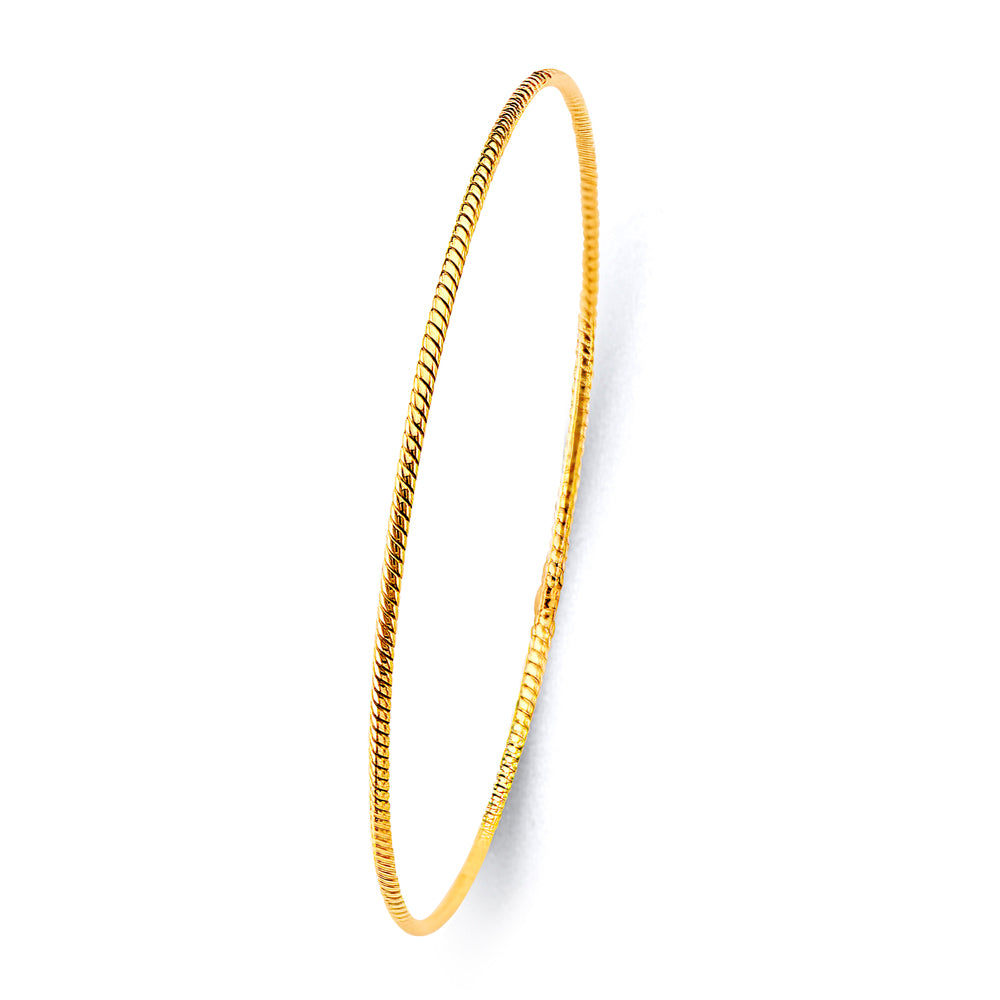 14K Yellow Gold 1.5 mm Light Braided Bangle