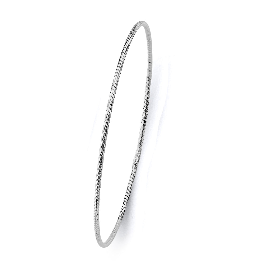 14K White Gold 1.5 mm Light Braided Bangle