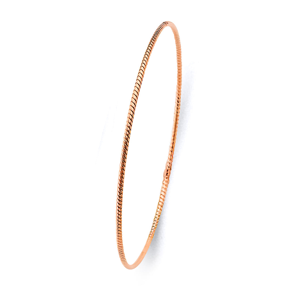 14K Pink 1.5 mm Light Braided Bangle
