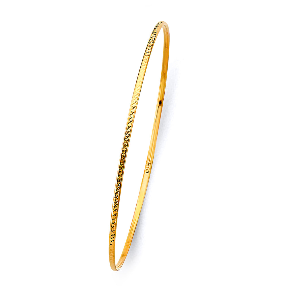 14K Yellow Gold 1.5 mm Light Diamond Cut Bangle