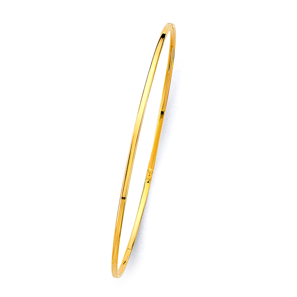 14K Yellow Gold 1.5 mm Light Plain Bangle