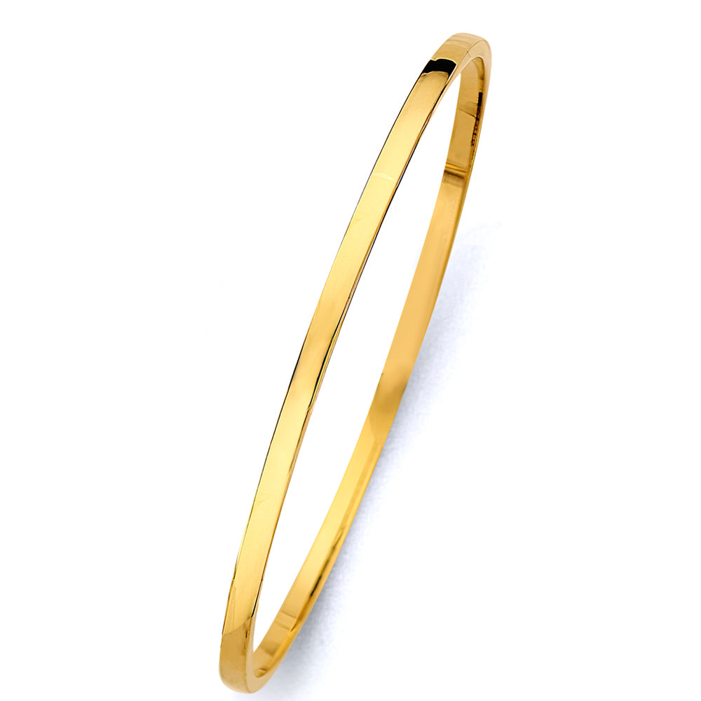 14K Yellow Gold 3 mm Square Hollow Bangle.25