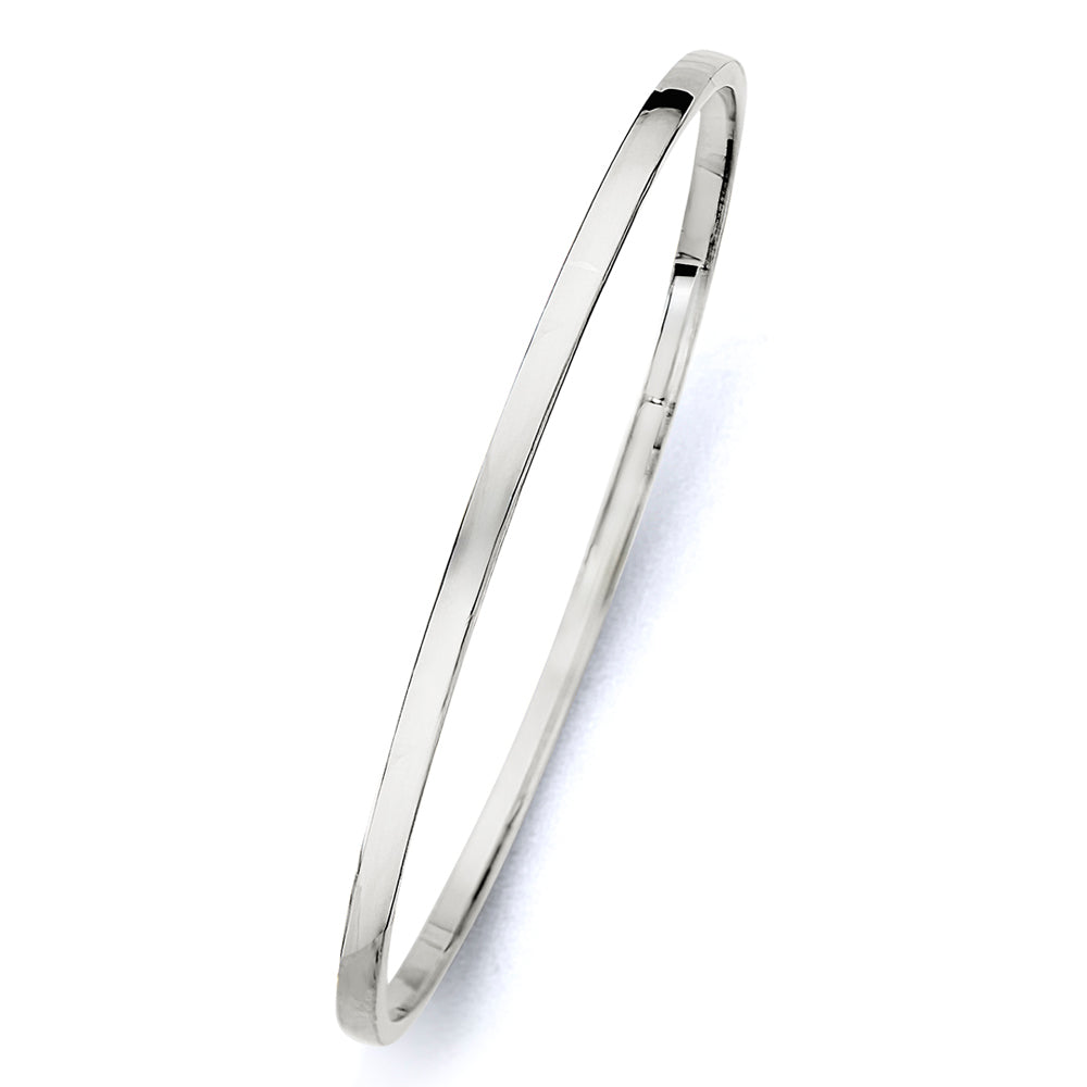 14K White Gold 3 mm Square Hollow Bangle.25