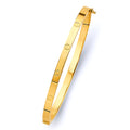14K Yellow Gold 4 mm Square Hollow Oval Bangle with Screw