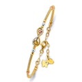 14K Yellow White Rose Gold Fancy Adjust Oval Bangle W/Ball