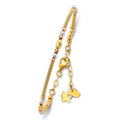 14K Yellow White Rose Gold Fancy Adjust Oval Bangle W/Ball