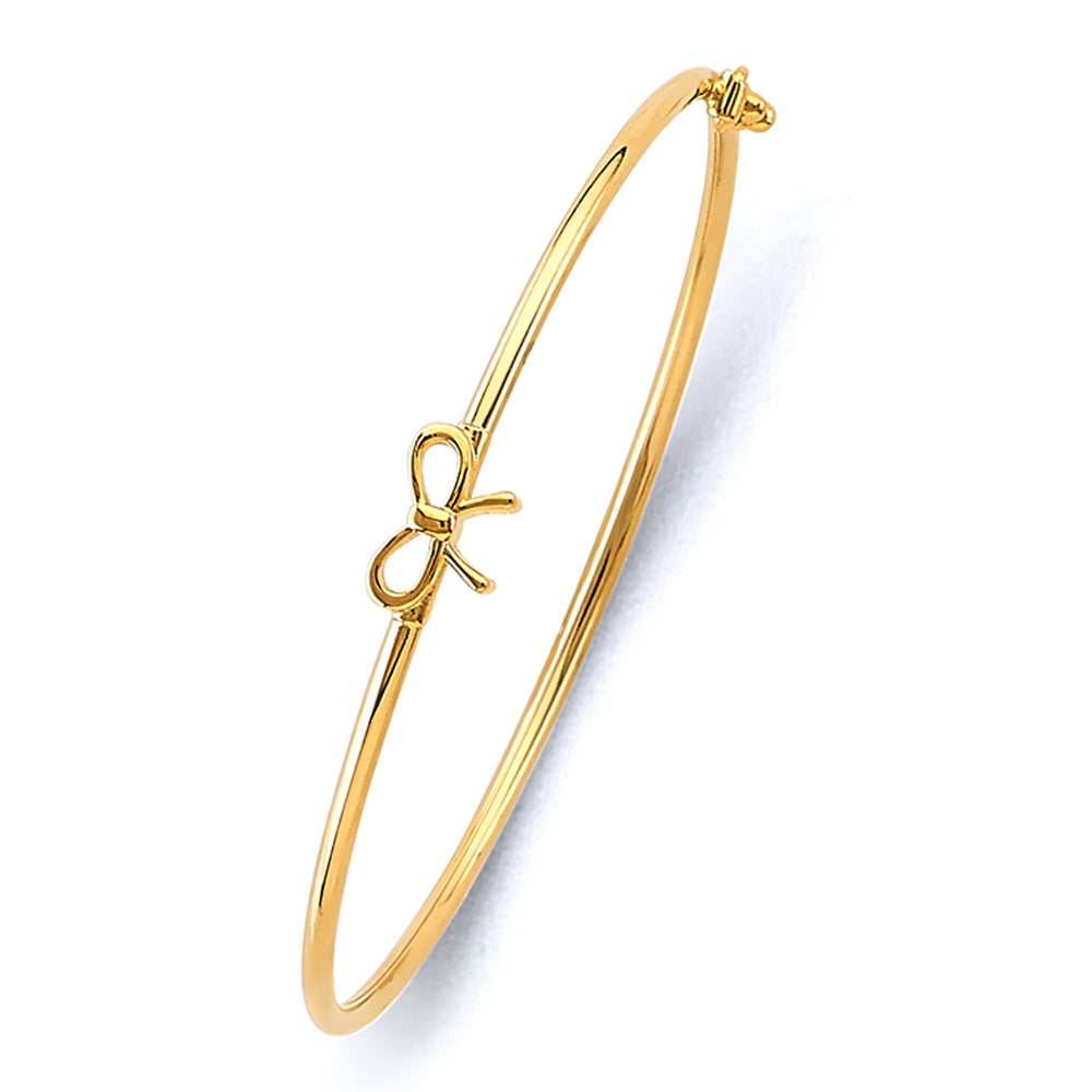 14K Yellow Gold Baby Flexible Bangle W/Ribbon