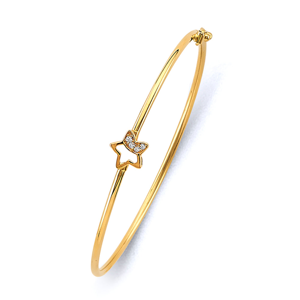 14K Yellow Gold Baby Flexible Bangle W/Star