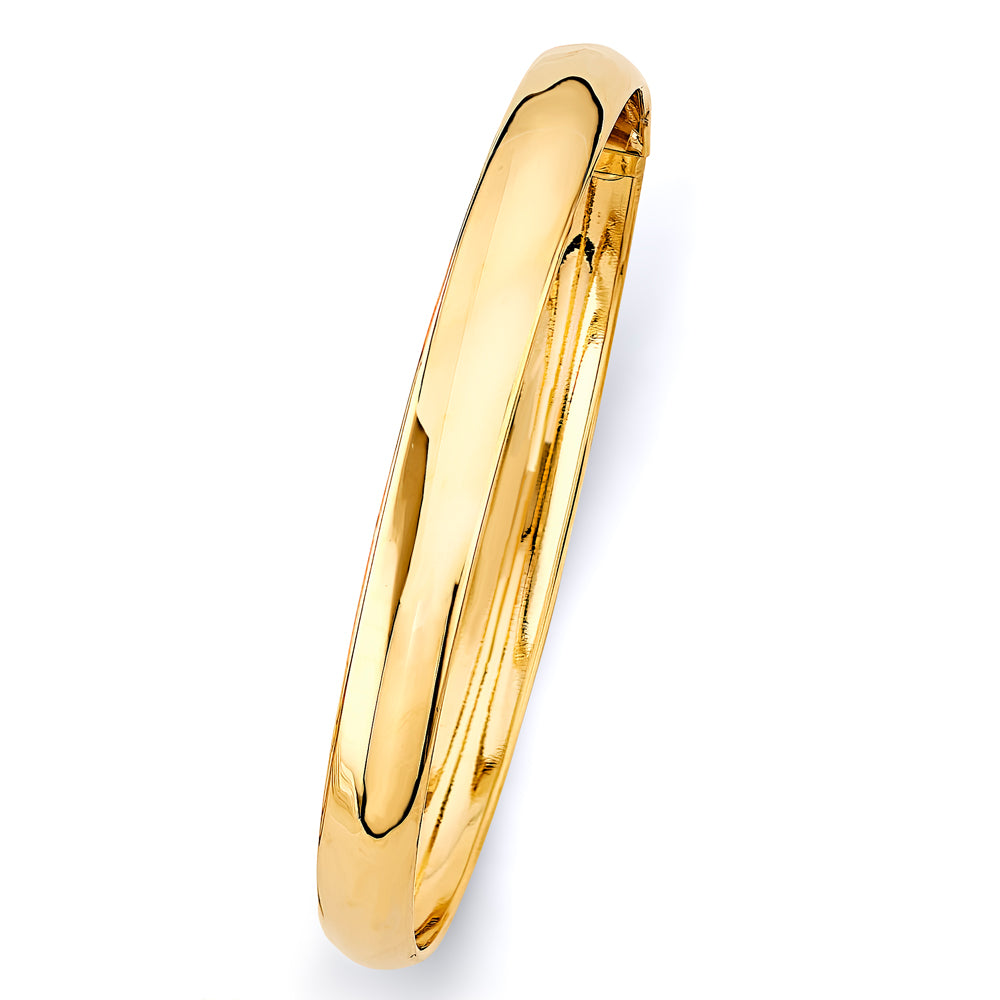 14K Yellow Gold 8 mm Plain Flexible Bangle