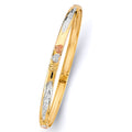 14K Yellow White Rose Gold 5 mm Flexible Bangle W/Heart
