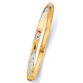 14K Yellow White Rose Gold 5 mm Flexible Bangle W/Flower