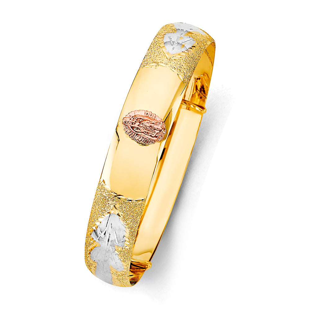 14K Yellow White Rose Gold 13 mm Adjustable Bangle