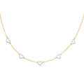 14K Two Tone Gold Oval Link Light Necklace W/Heart