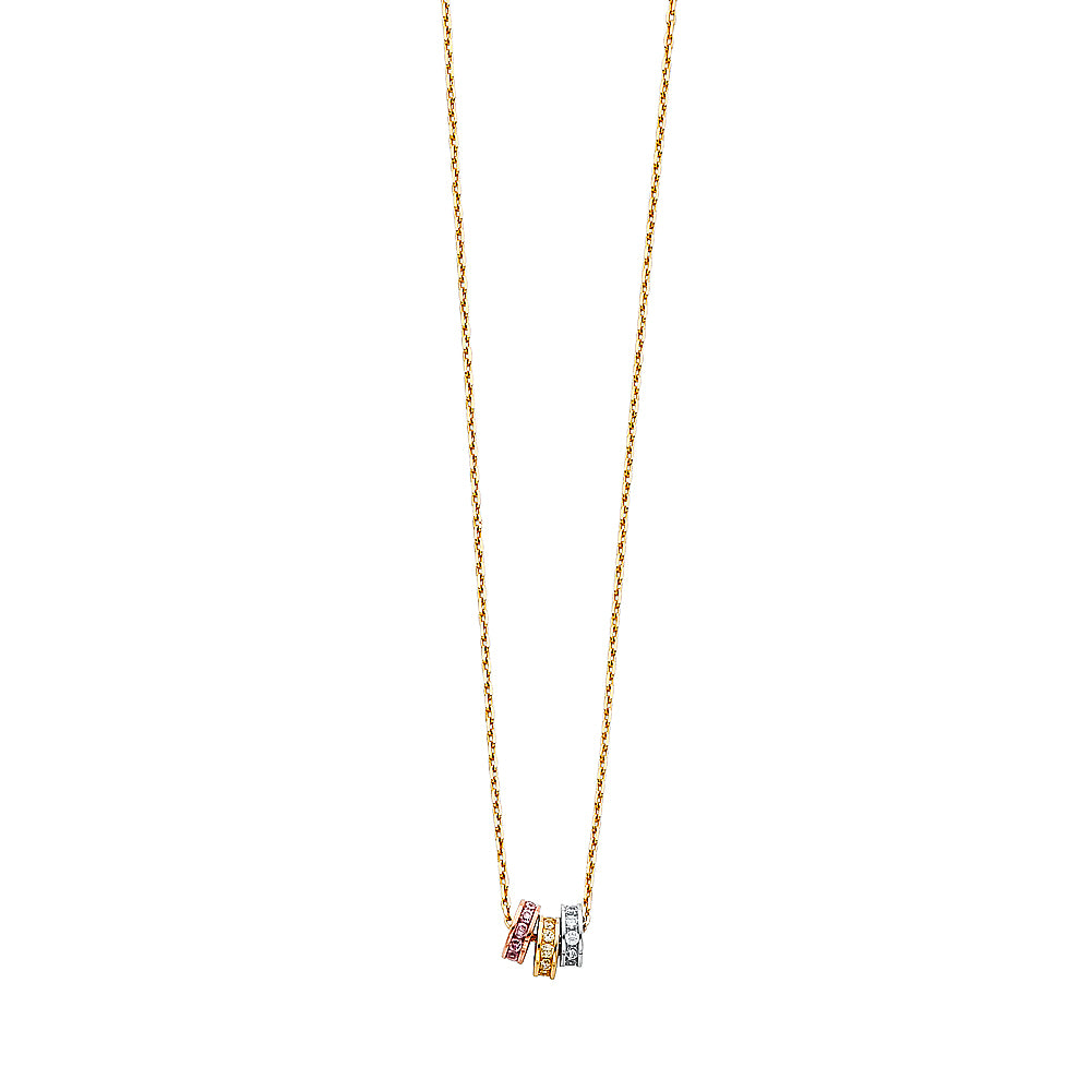 14K Yellow White Rose Gold Light Hanging Necklace (NK72)