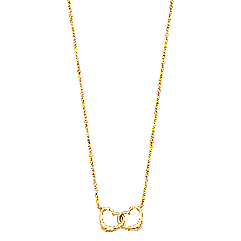 14K Yellow Gold Together Heart Necklace