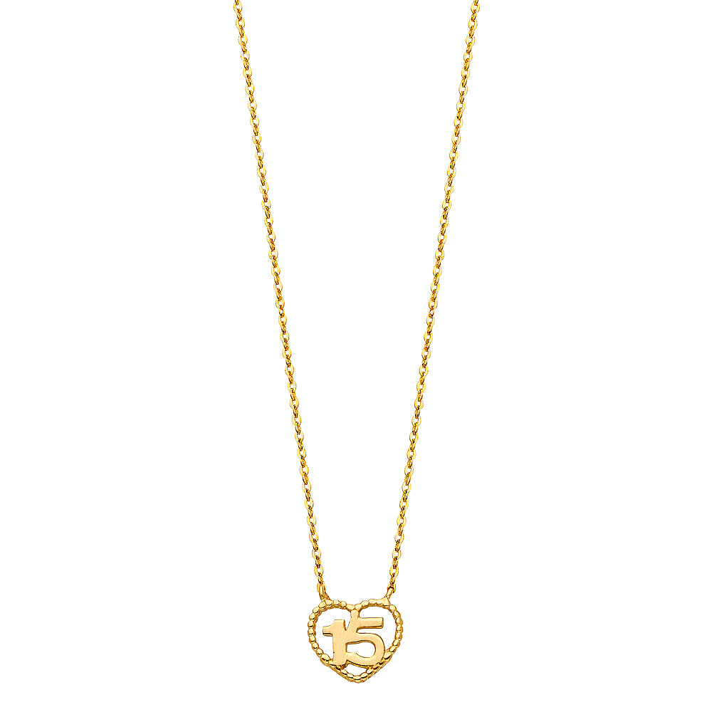 14K Yellow Gold Heart Necklace (NK112)