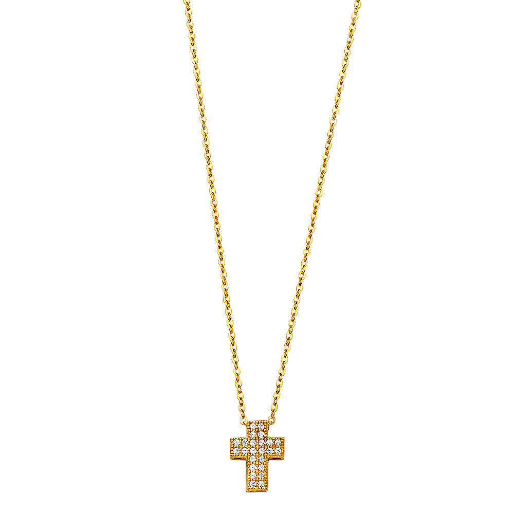 14K Yellow Gold Cross Necklace (NK121)