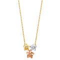 14K Yellow White Rose Gold Star CZ Necklace