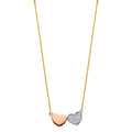 14K Yellow White Rose Gold Two Heart CZ Necklace