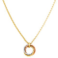 14K Yellow White Rose Gold Round Hanging Necklace