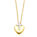 14K Two Tone Gold Cross Heart Necklace