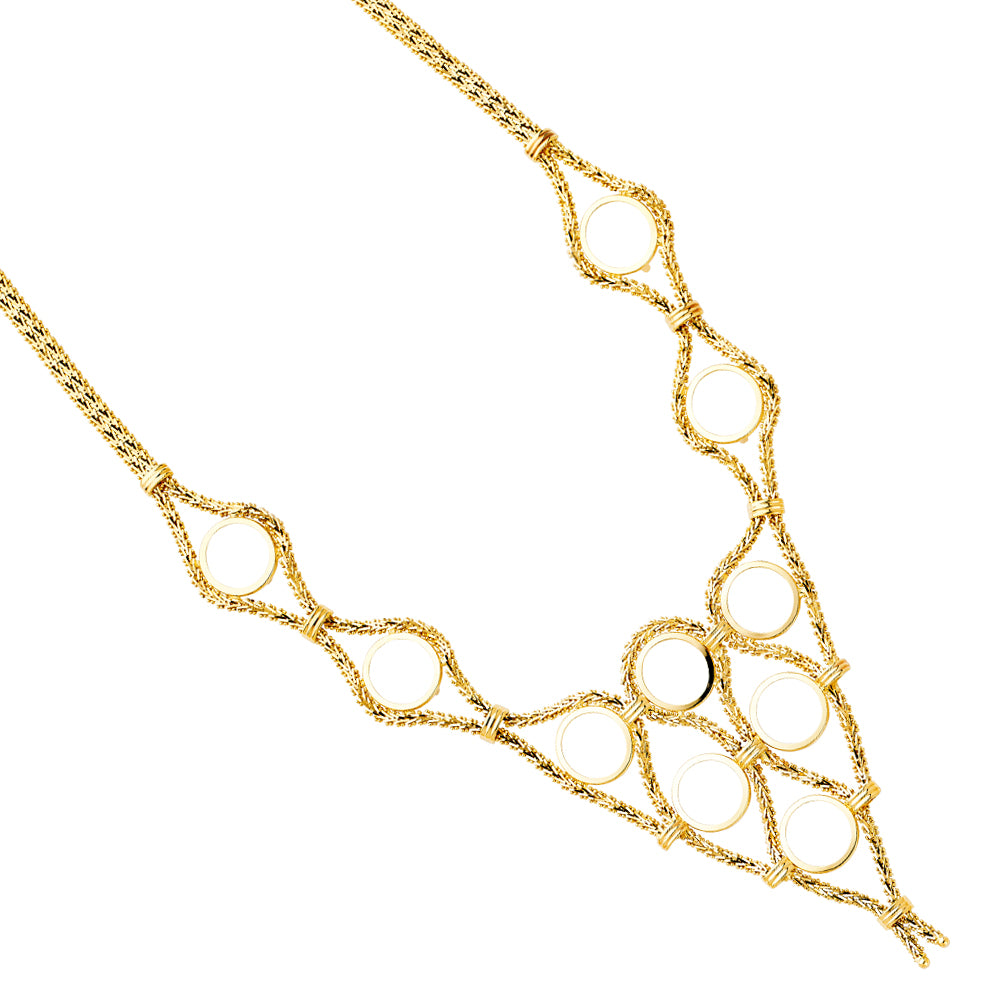 14K Yellow Gold 2 Pesos (10Pcs) Bola Necklace