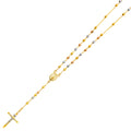 14K Yellow White Rose Gold 4 mm Disco Ball Rosa-Necklace 26 inch