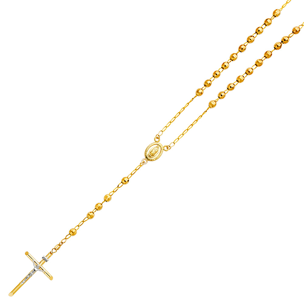 14K Yellow Gold 5 mm Disco Ball Rosa-Necklace 26 inch