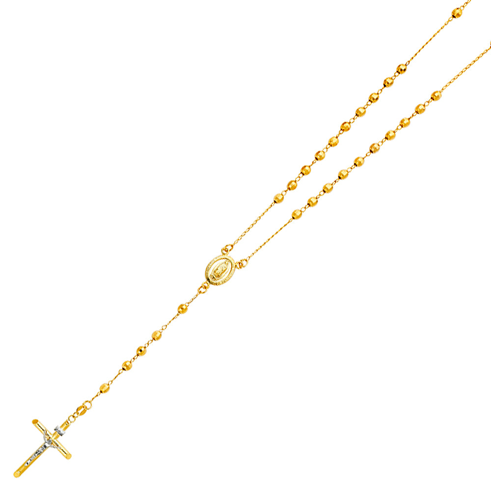 14K Yellow Gold 4 mm Disco Ball Rosa-Necklace 26 inch