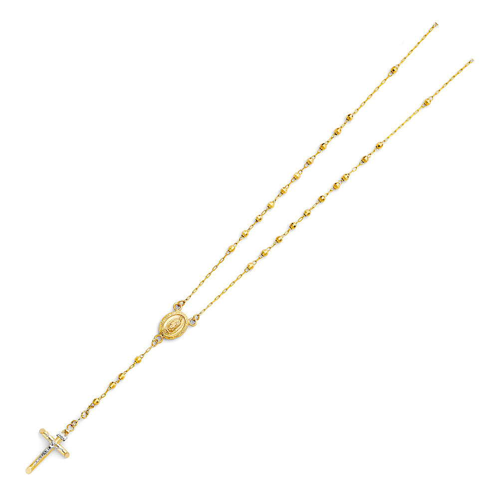 14K Yellow Gold 3 mm Disco Ball Rosa-Necklace 26 inch