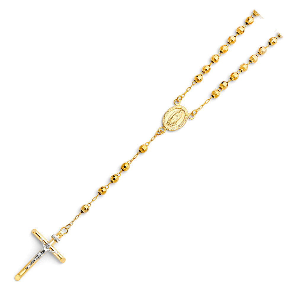 14K Yellow Gold 4 mm Disco Ball Rosa-Necklace 20 inch
