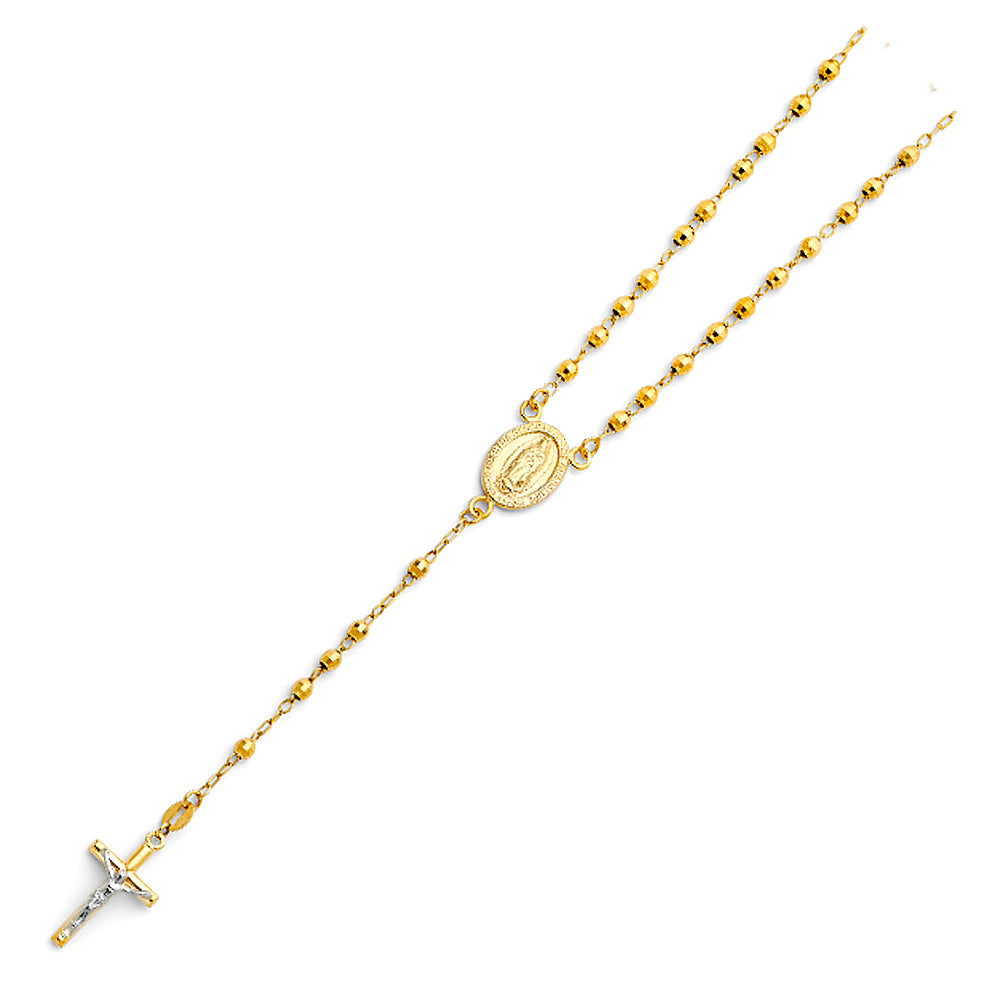 14K Yellow Gold 3 mm Disco Ball Rosa-Necklace 18 inch