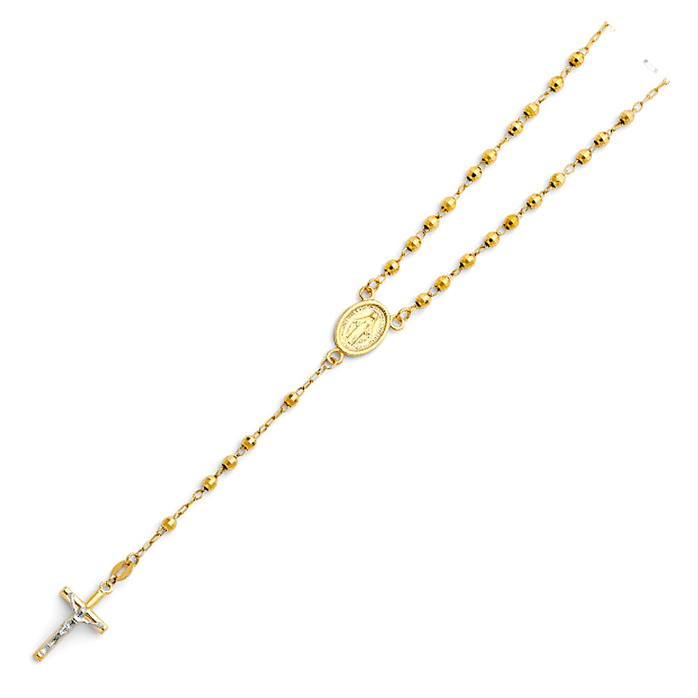 14K Yellow Gold 3 mm Disco Ball Rosa-Necklace 18 inch