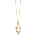 14K Yellow White Rose Gold Leaves Necklace