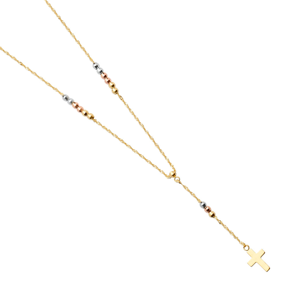 14K Yellow White Rose Gold 2.5 mm Ball F-Rosario Necklace