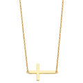 14K Yellow Gold Side Way Cross Necklace