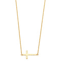 14K Yellow Gold Side Way Cross Necklace