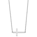 14K White Gold Side Way Cross Necklace