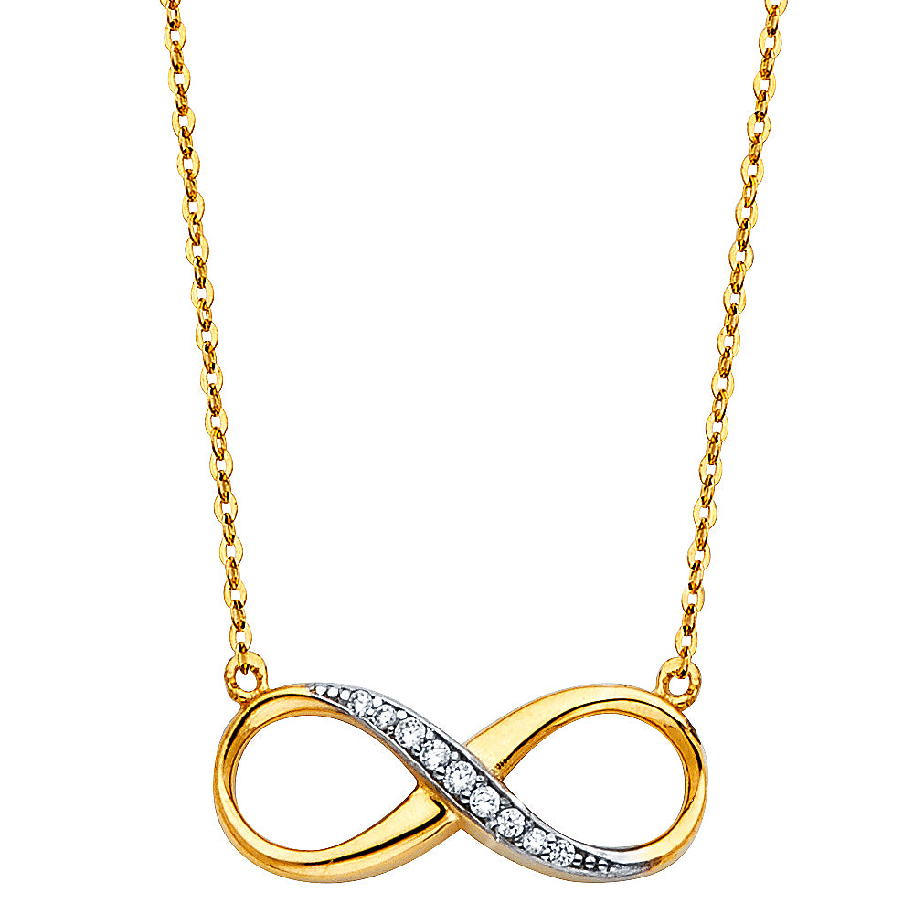 14K Yellow Gold CZ Infinity Necklace
