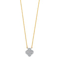 14K Two Tone Gold CZ Clover Necklace