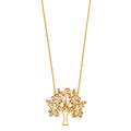 14K Yellow Gold CZ Tree Necklace