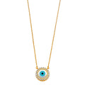 14K Yellow Gold CZ Evil Eye Necklace