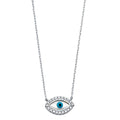 14K White Gold CZ Evil Eye Necklace