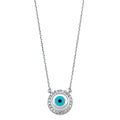 14K White Gold CZ Evil Eye Necklace
