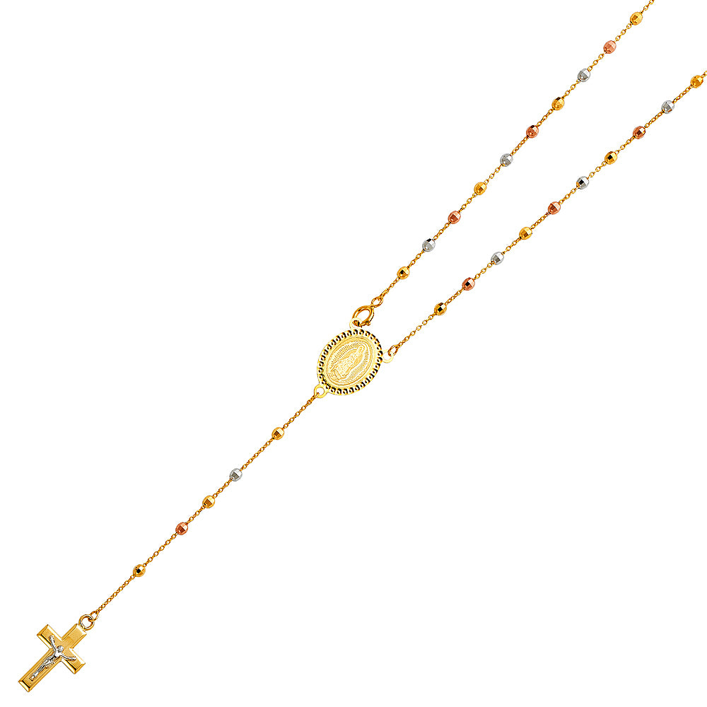 14K Yellow White Rose Gold 2.5 mm Disco Ball Rosa-Necklace