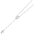 14K White Gold 2.5 mm Disco Ball Rosa-Necklace