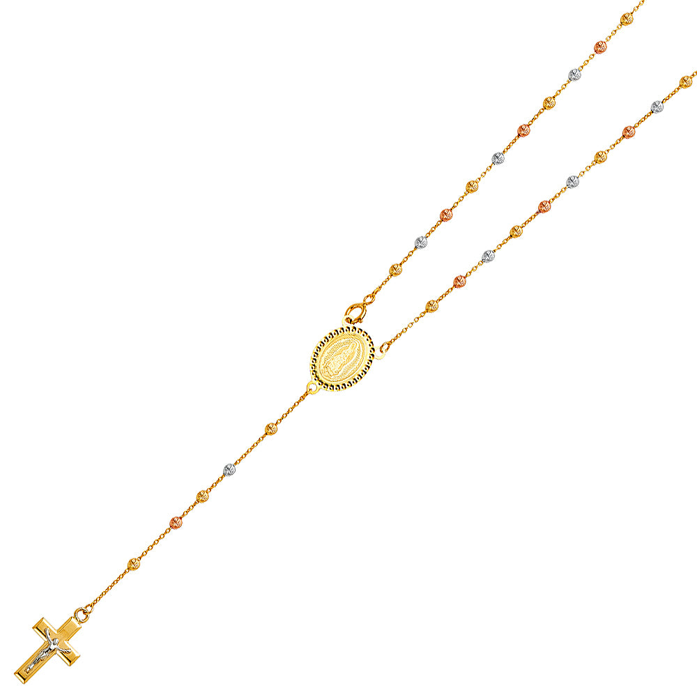 14K Yellow White Rose Gold 2.5 mm Moon Ball Rosa-Necklace